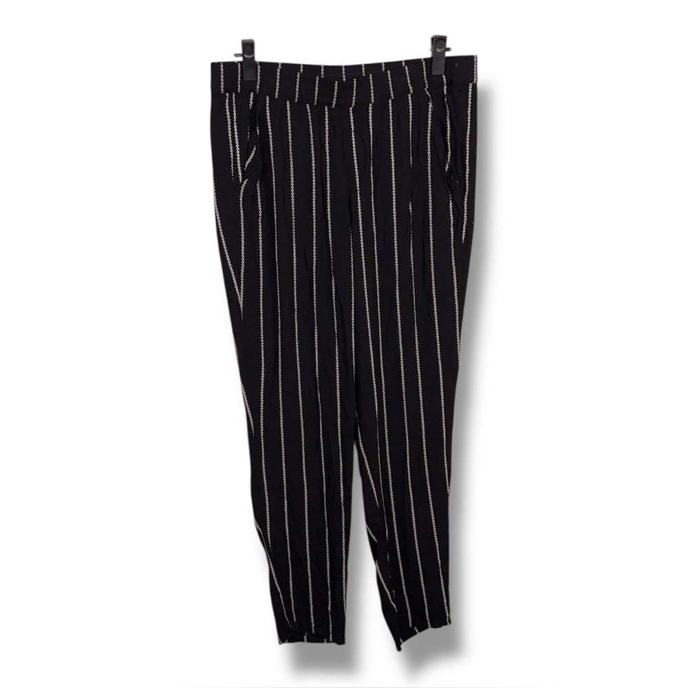 Size 8 Divided Black White Boho Pants Elastic Waistband Pockets Bohemian Comfy